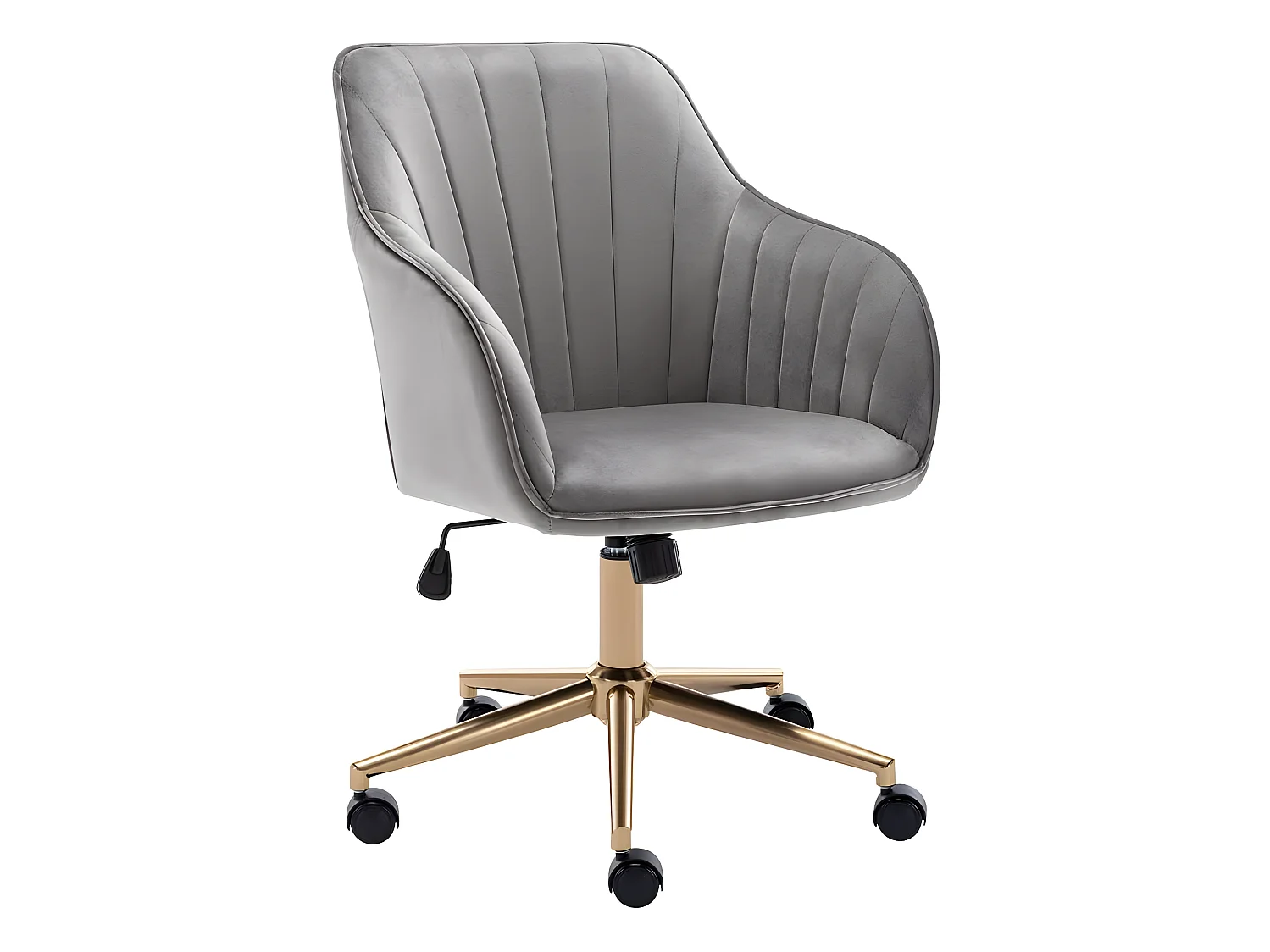 Fauteuil chaise de bureau pivotante design en velours gris structure métallique BUR09085