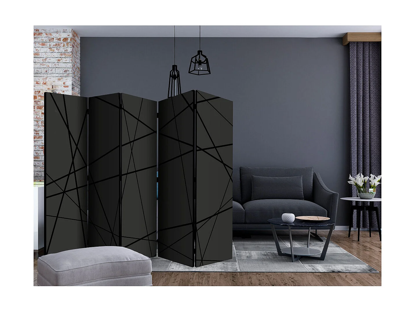Paravent 5 Volets "Dark Intersection" 172x225cm