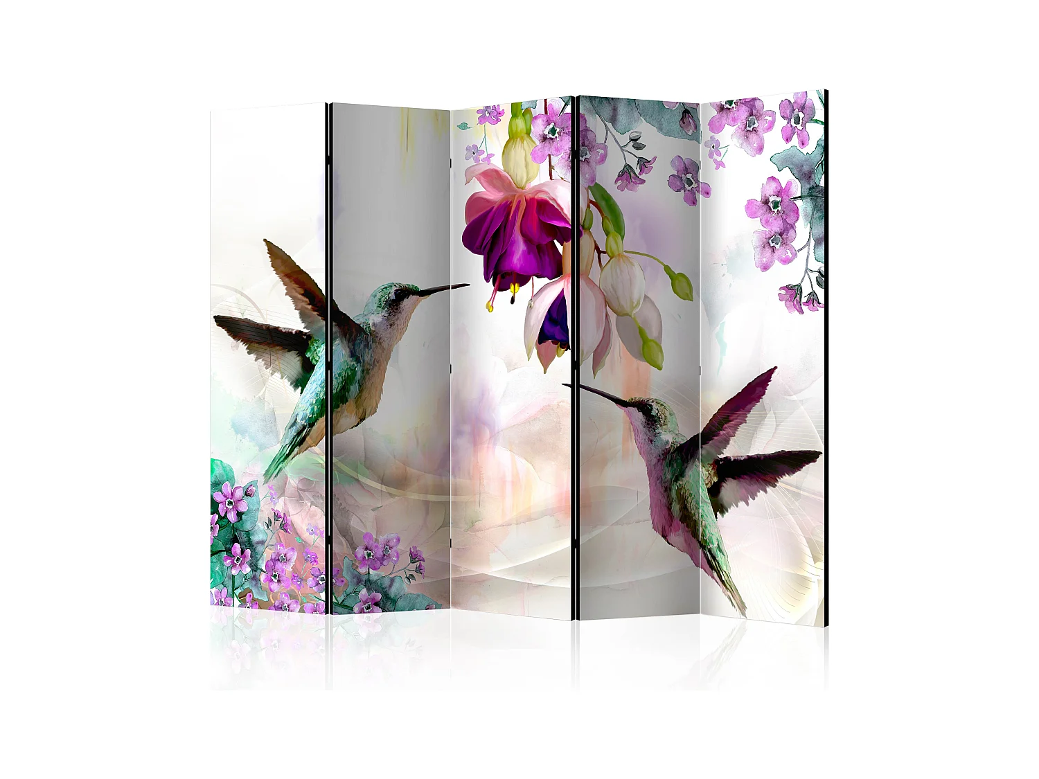 Paravent 5 Volets "Hummingbirds & Flowers" 172x225cm
