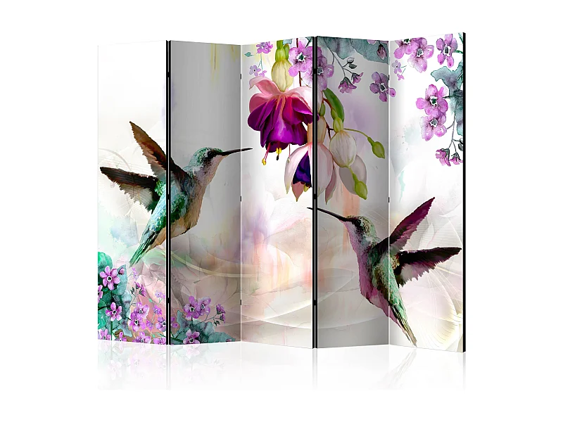 Paravent 5 Volets "Hummingbirds & Flowers" 172x225cm