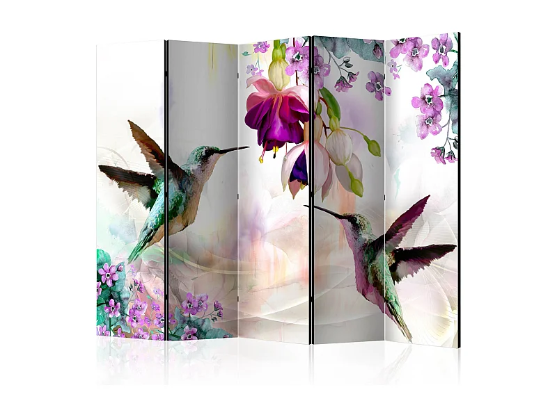 Paravent 5 Volets "Hummingbirds & Flowers" 172x225cm