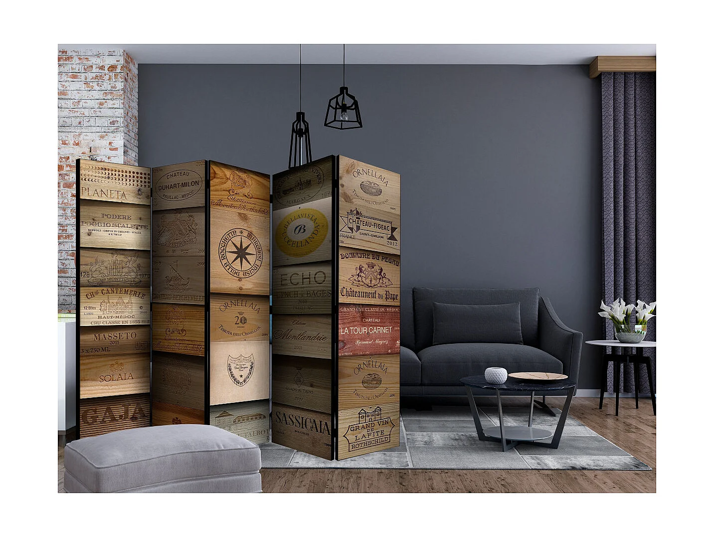 Paravent 5 Volets "Old Vineyard" 172x225cm