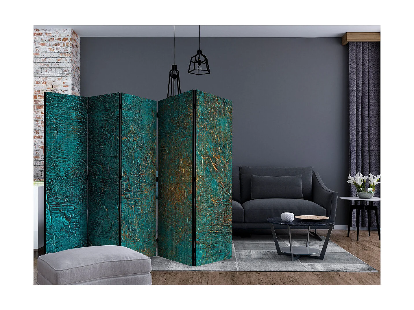 Paravent 5 Volets "Azure Mirror" 172x225cm