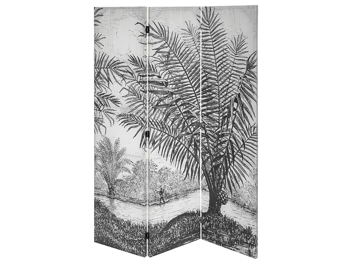 Paravent Imprimé Design "Cuba" 121x170cm Noir