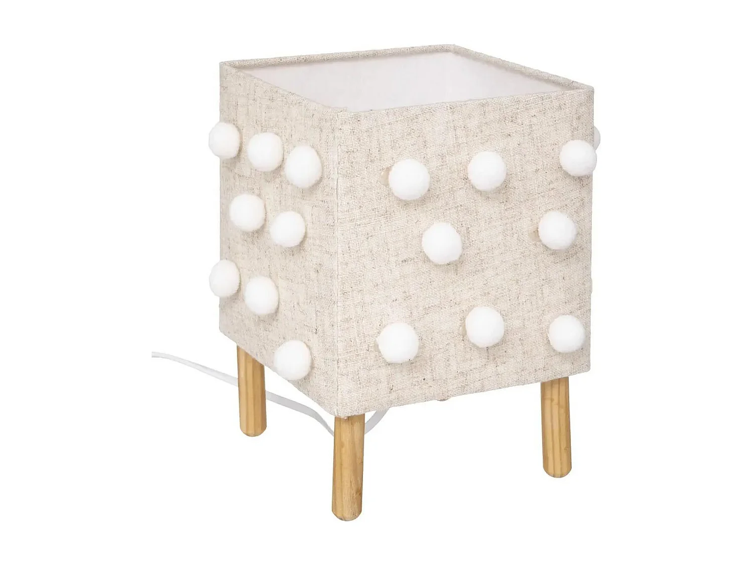Lampe à Poser Enfant "Pompons" 22cm Beige Lin
