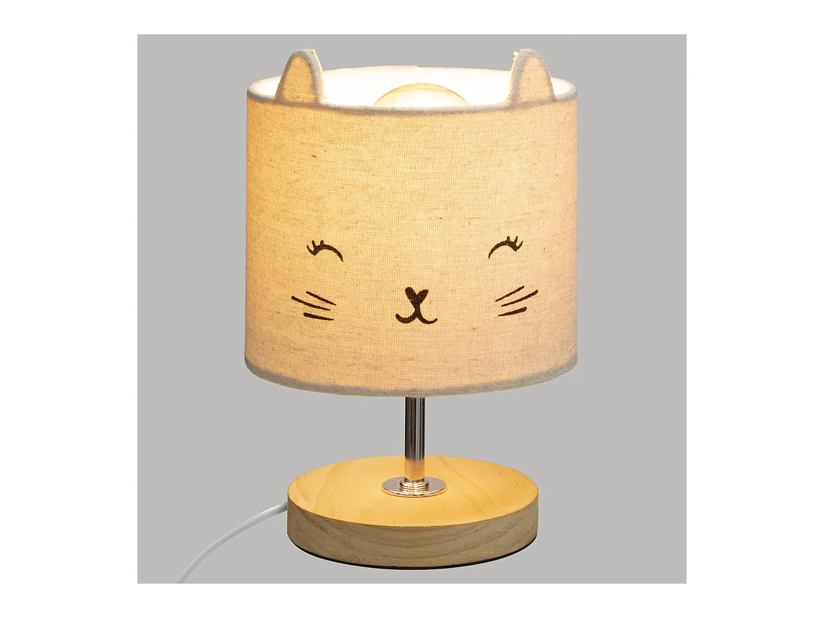 Lampe à Poser Déco "Chat" 21cm Gris