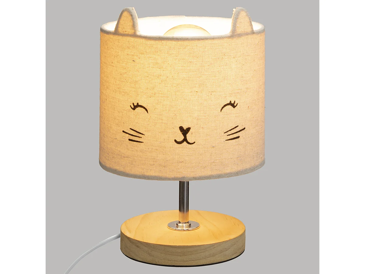 Lampe mit Lampenschirm Katze Ø  15 x h. 13,1 cm