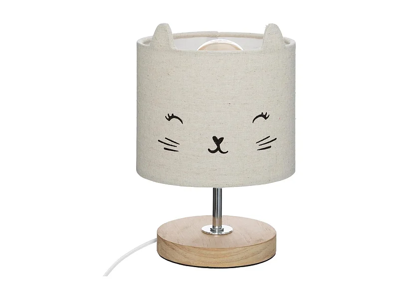 Lampe à Poser Déco "Chat" 21cm Gris