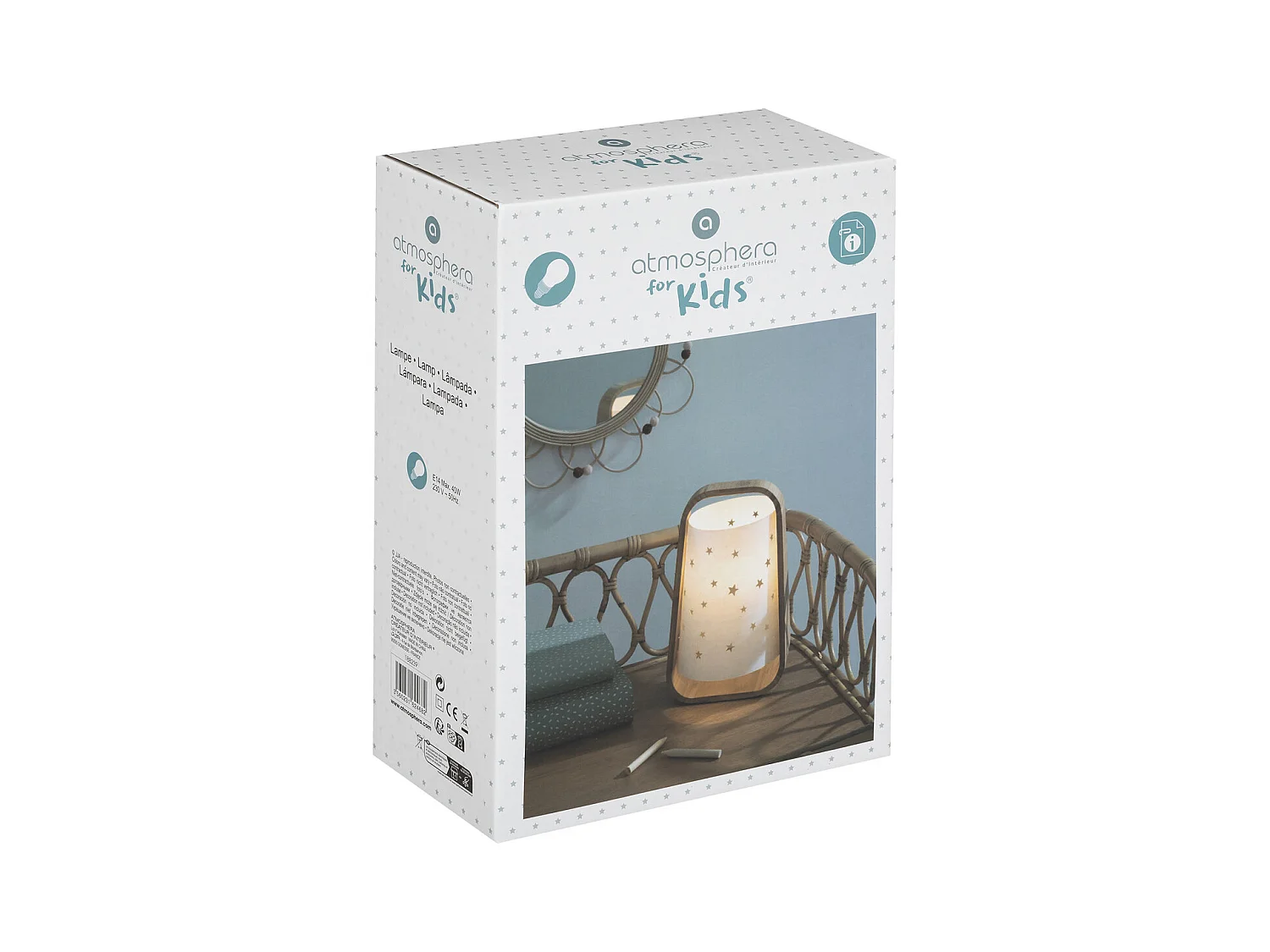 Lampe à Poser Enfant "Étoiles Ajourées" 26cm Blanc
