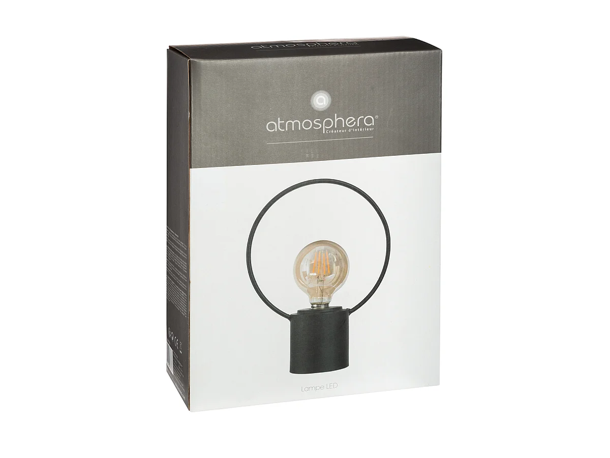 Lampe à Poser en Métal "Cerceau" 26cm Noir