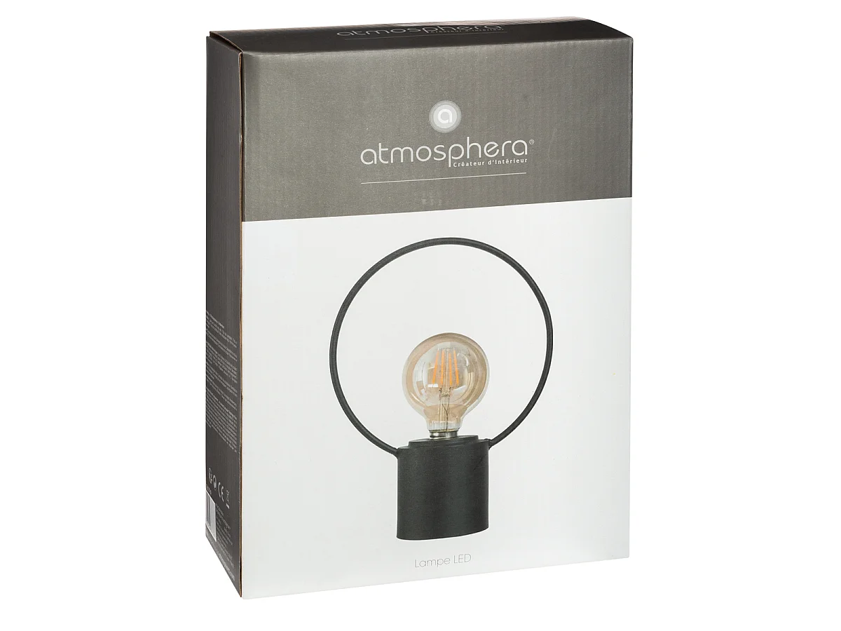 Lampe à Poser en Métal "Cerceau" 26cm Noir