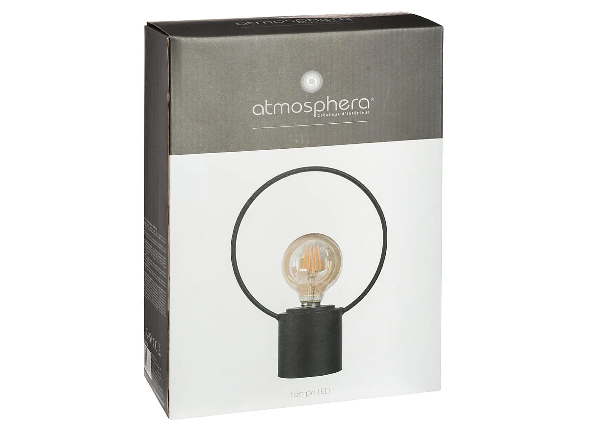 Lampe à Poser en Métal "Cerceau" 26cm Noir