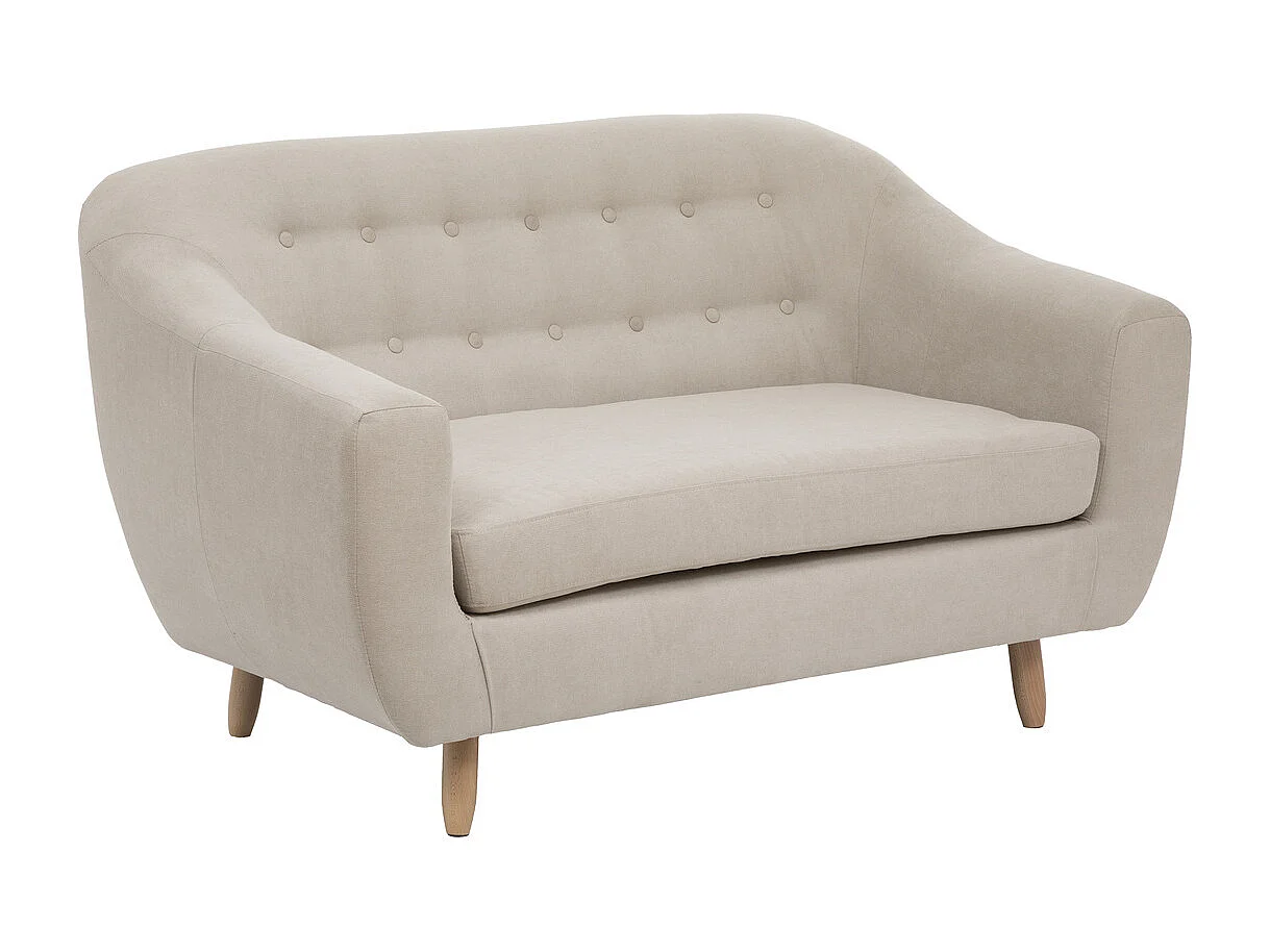 Canapé 2 Places Design "Rétro" 150cm Beige Lin