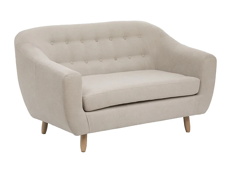 Canapé 2 Places Design "Rétro" 150cm Beige Lin