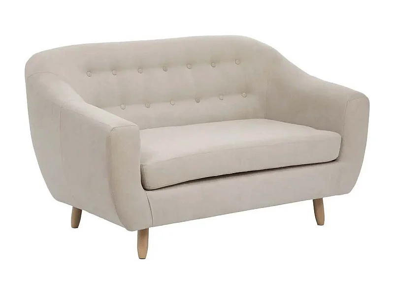 Canapé 2 Places Design "Rétro" 150cm Beige Lin