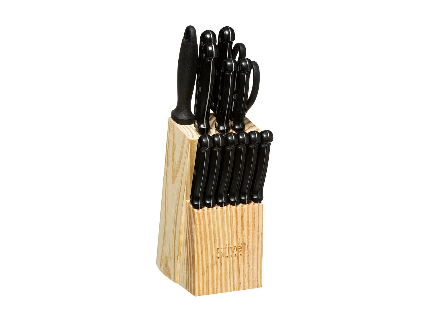 Lot de 11 Couteaux & Bloc de Rangement "Wood" 34cm Noir