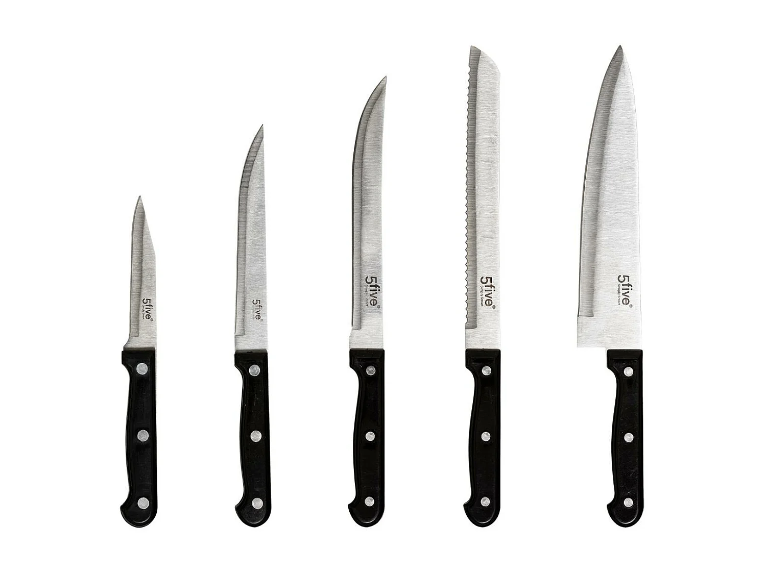 Lot de 11 Couteaux & Bloc de Rangement "Wood" 34cm Noir