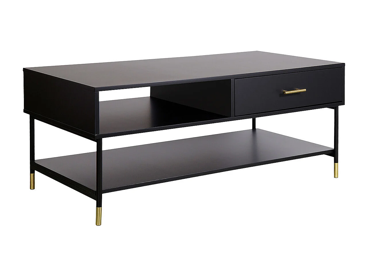 Table Basse 2 Tiroirs Design "Tedy" 110cm Noir