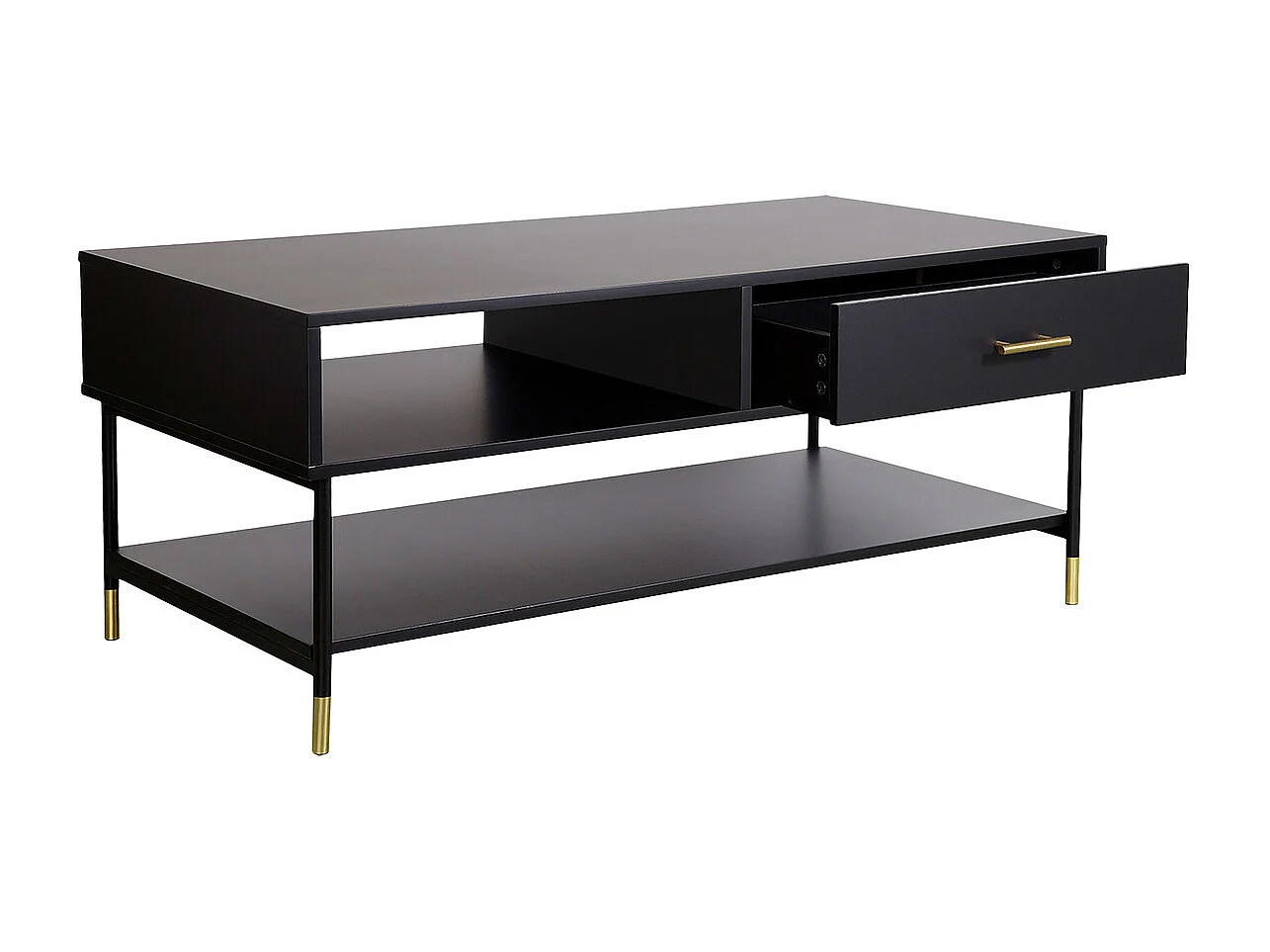 Table Basse 2 Tiroirs Design "Tedy" 110cm Noir