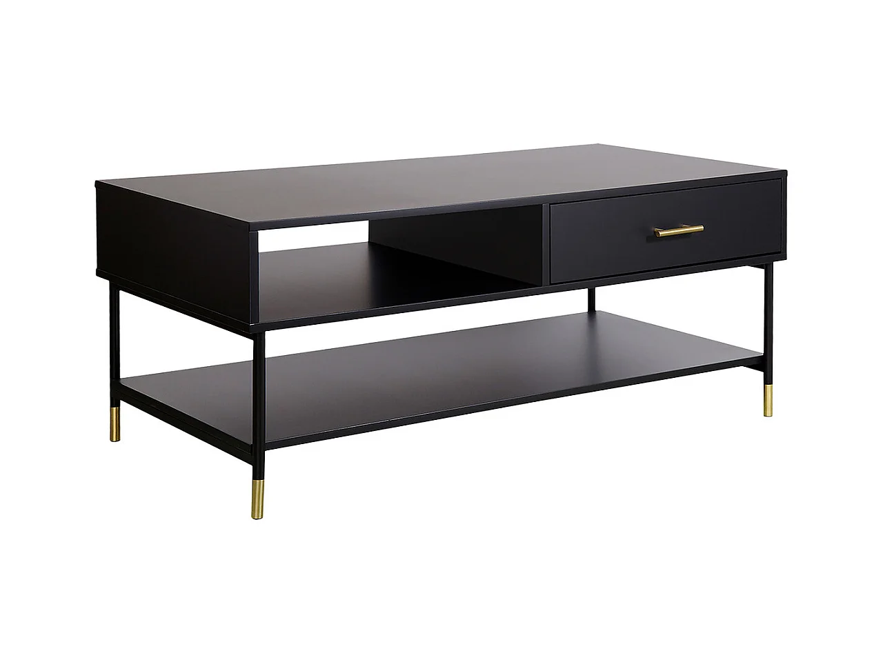 Table Basse 2 Tiroirs Design "Tedy" 110cm Noir