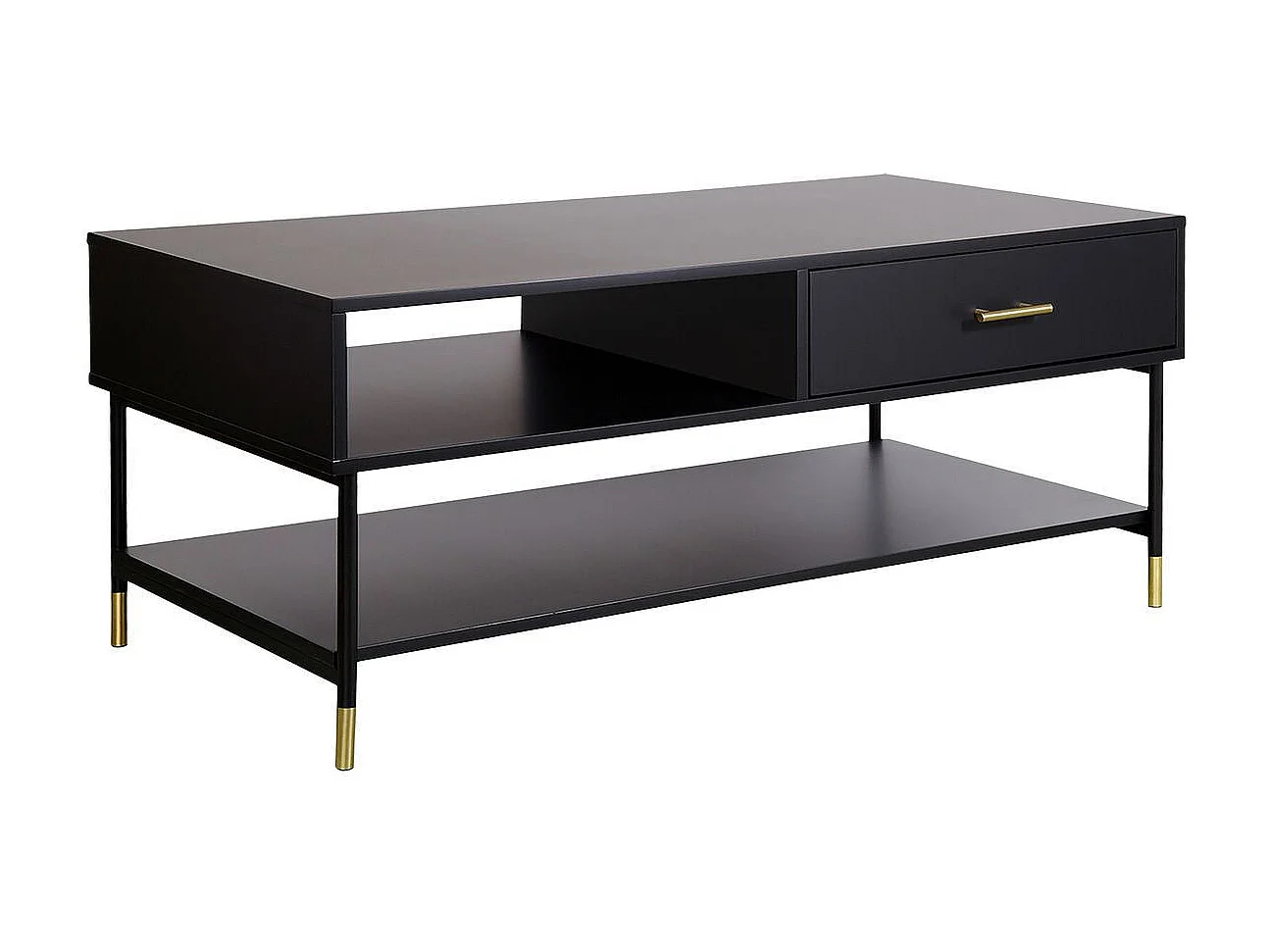 Table Basse 2 Tiroirs Design "Tedy" 110cm Noir