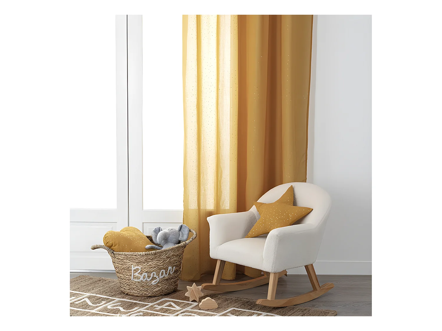 Cortina de algodão ocre 250x140cm