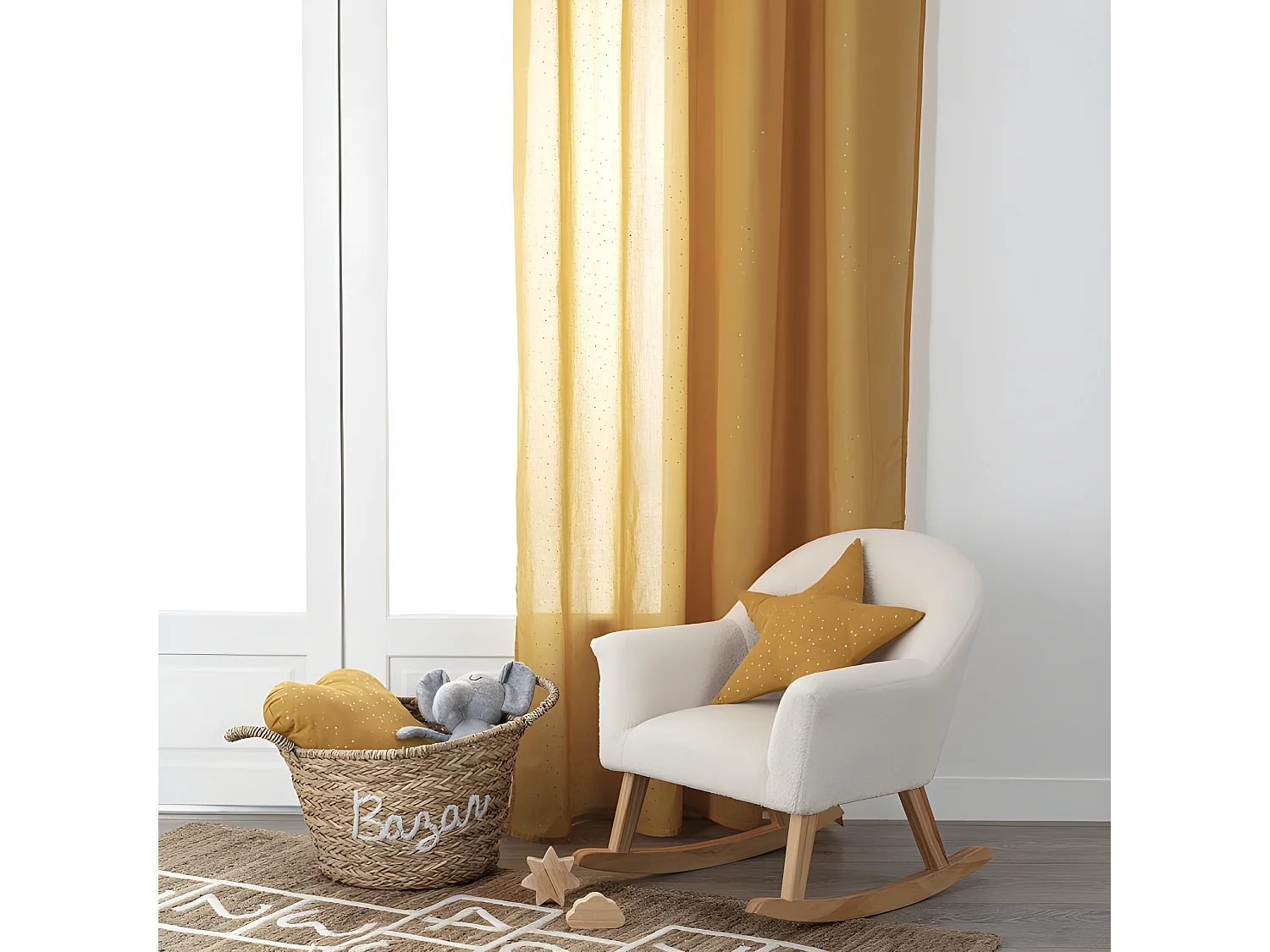 Cortina de algodão bege 250x140cm