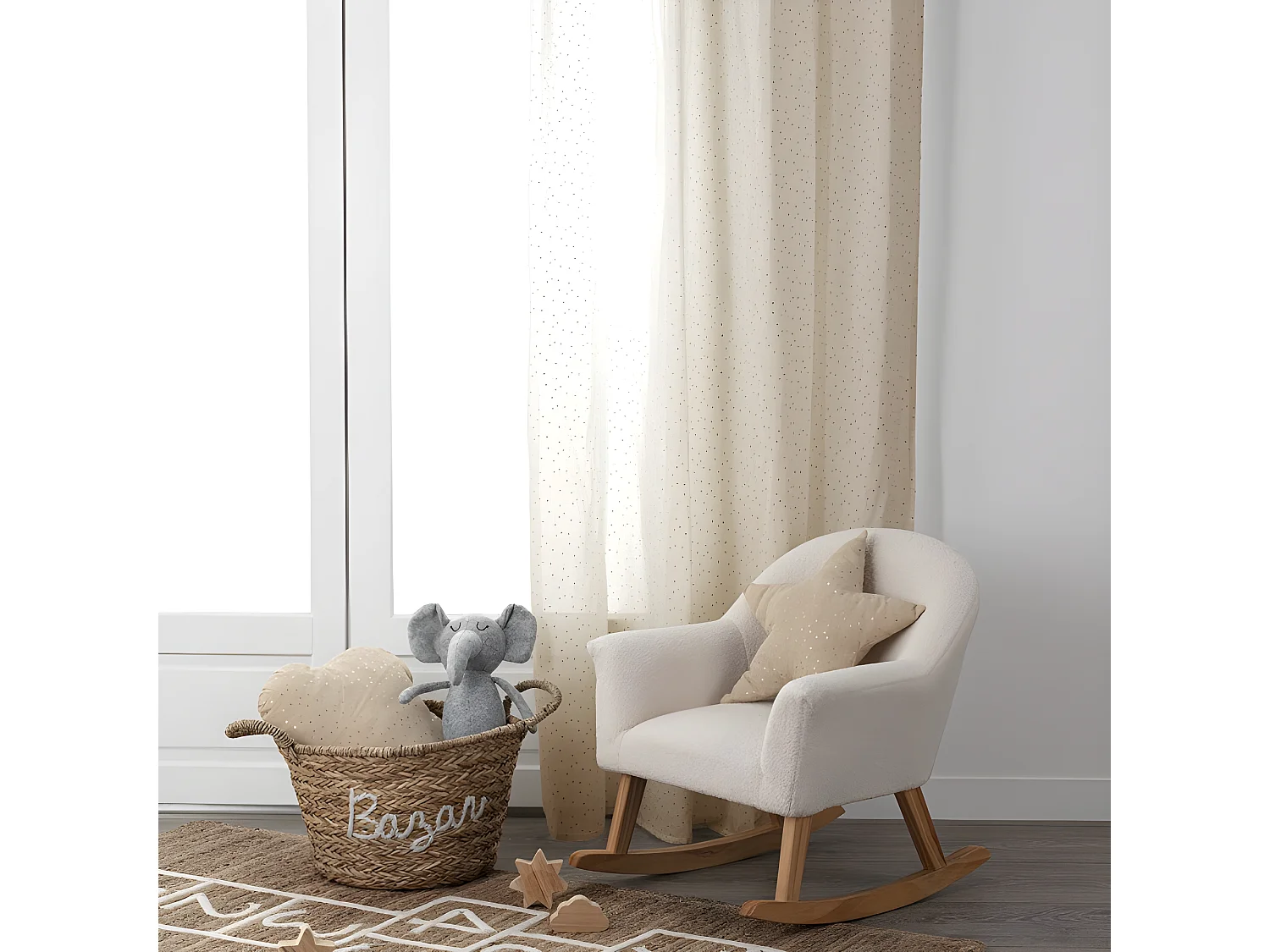 Cortina de algodão bege 250x140cm