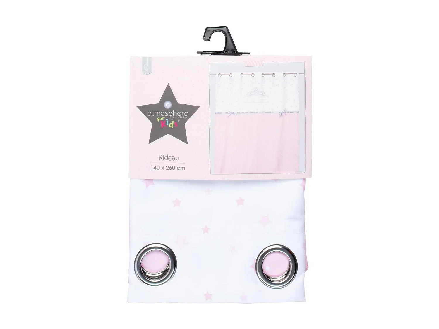 Rideau "Princesse Ruban" 140x260cm Rose