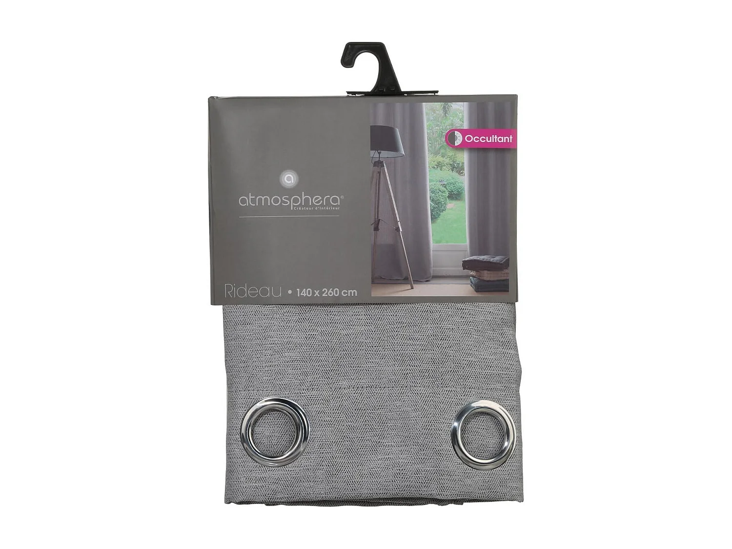 Rideau Occultant "Chevron" 140x260cm Gris Foncé