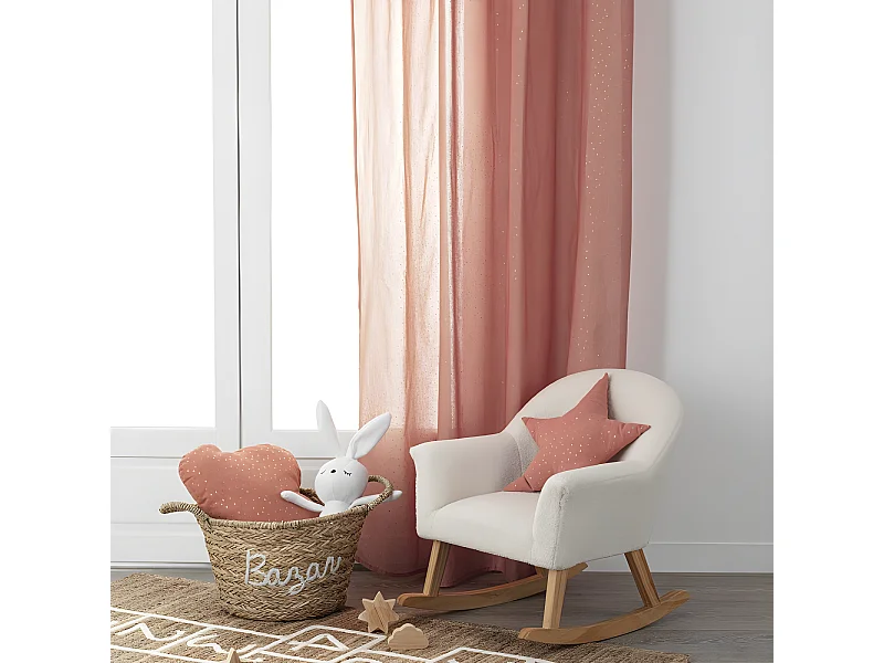 Cortina de algodão rosa 250x140cm