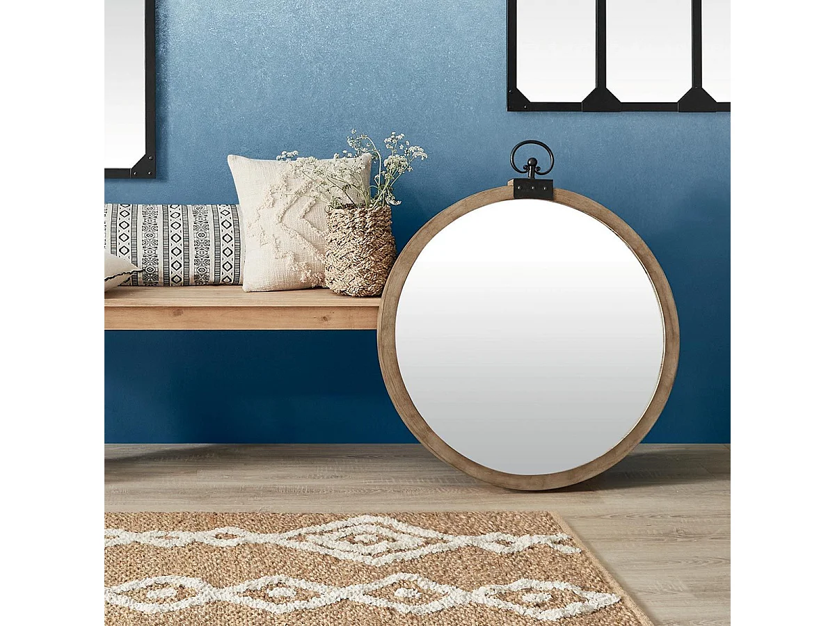 Miroir Mural Vintage "Gousset" 73cm Marron