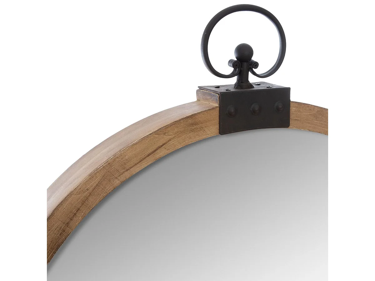 Miroir Mural Vintage "Gousset" 73cm Marron