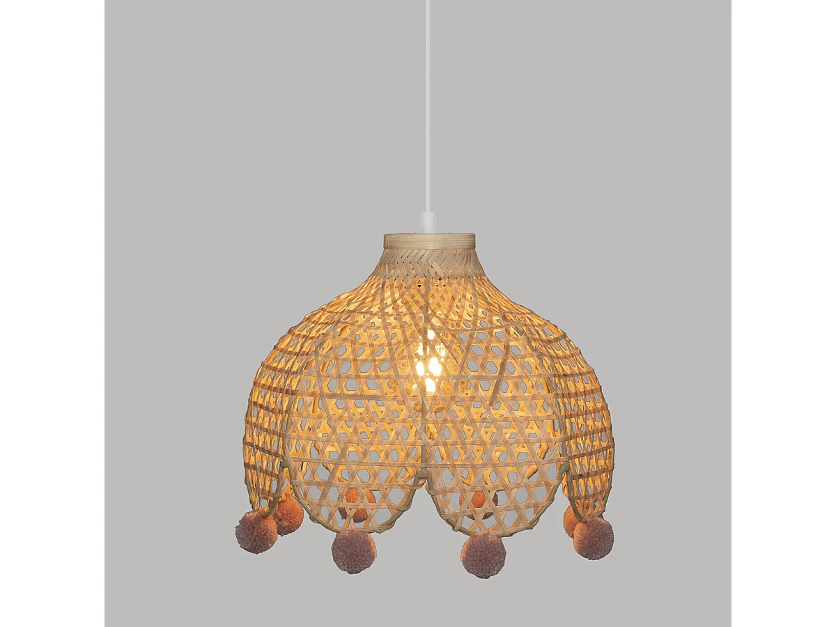 Lampe Suspension Bambou "Campagne" 28cm Beige