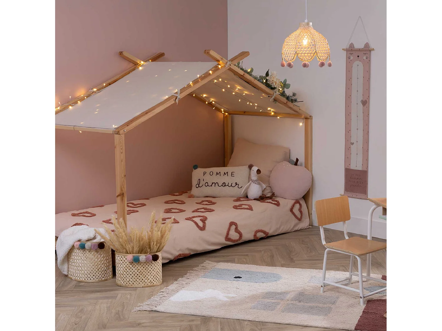 Lampe Suspension Bambou "Campagne" 28cm Beige