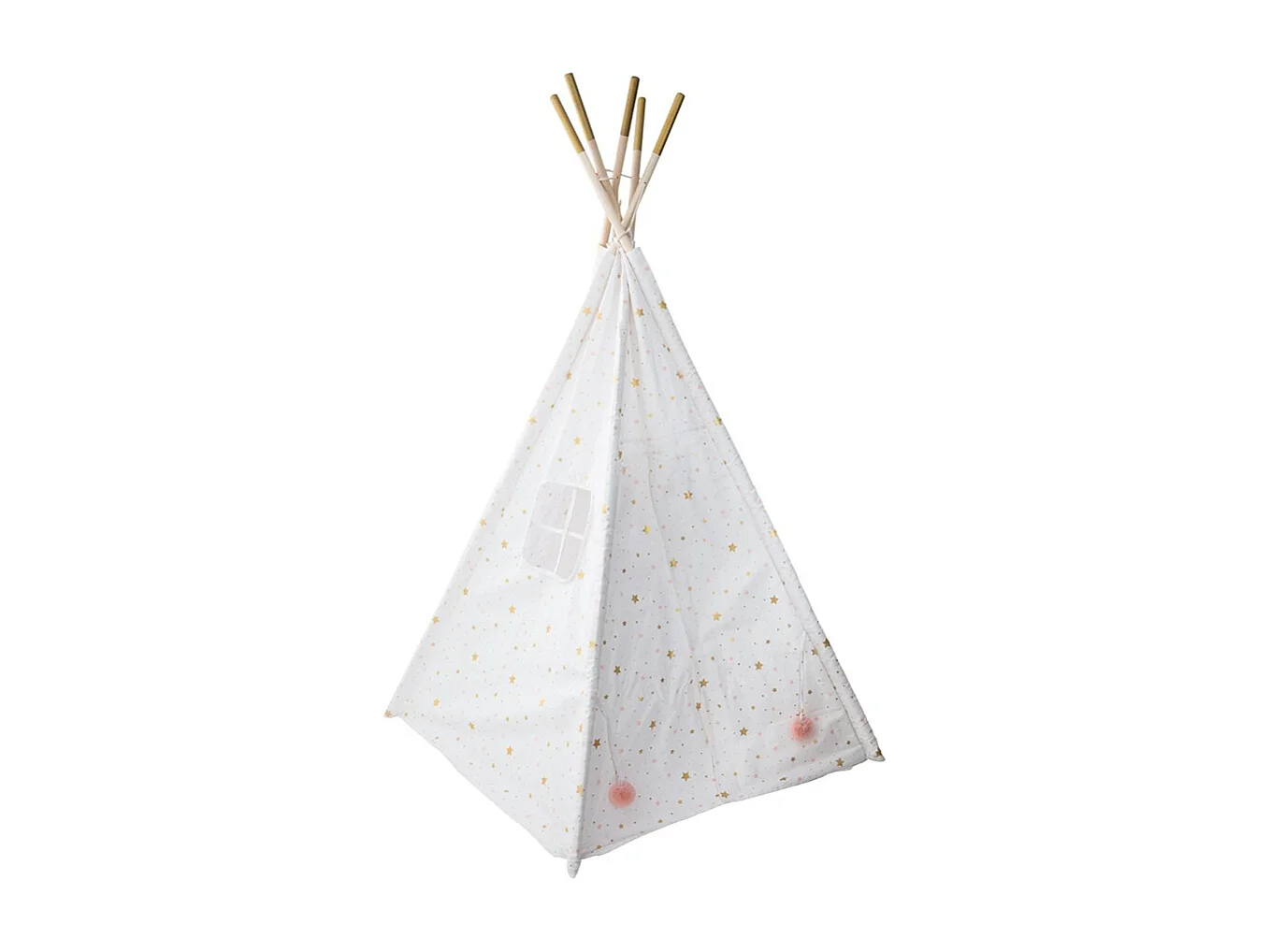 Tipi Déco Enfant à 5 Pieds "Pompons" 160cm Blanc