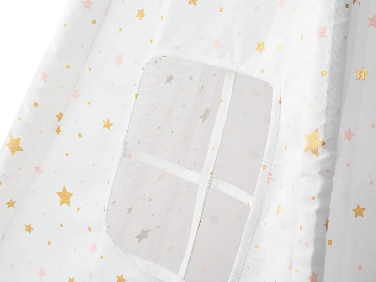 Tipi Déco Enfant à 5 Pieds "Pompons" 160cm Blanc