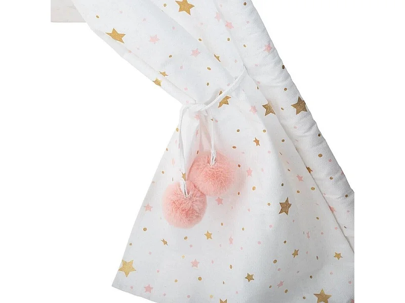 Tipi Déco Enfant à 5 Pieds "Pompons" 160cm Blanc