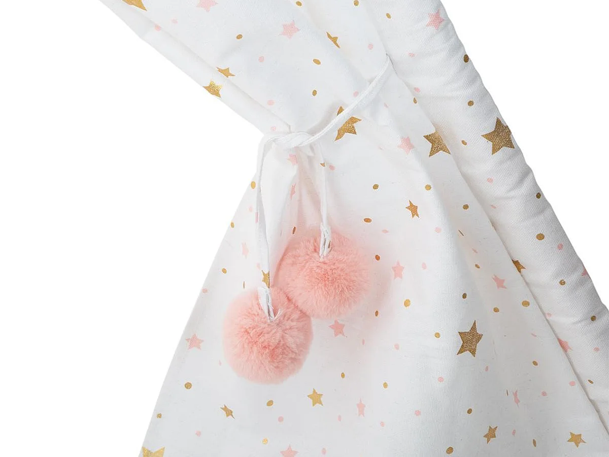 Tipi Déco Enfant à 5 Pieds "Pompons" 160cm Blanc