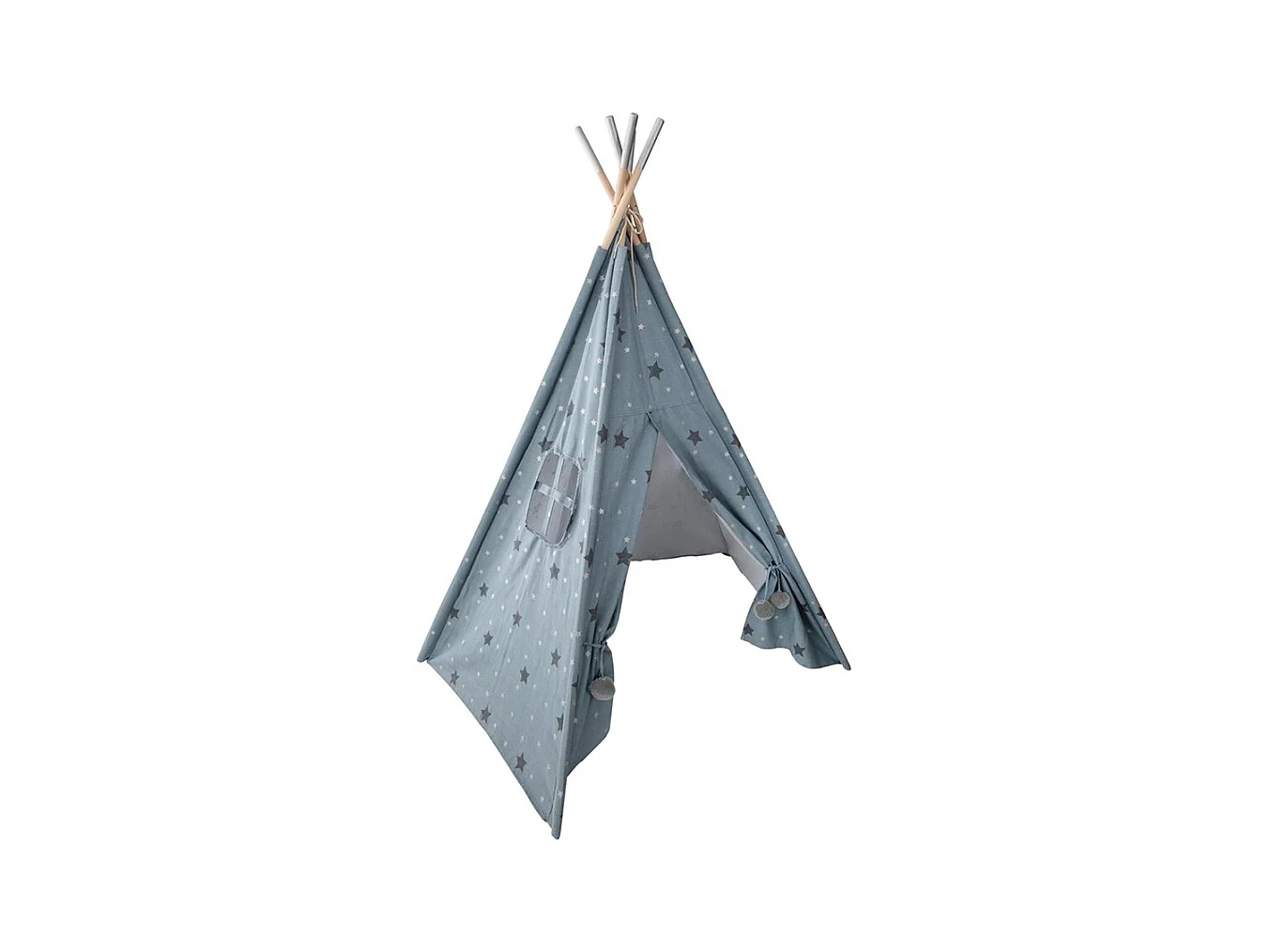 Tipi Déco Enfant à 5 Pieds "Pompons" 160cm Bleu