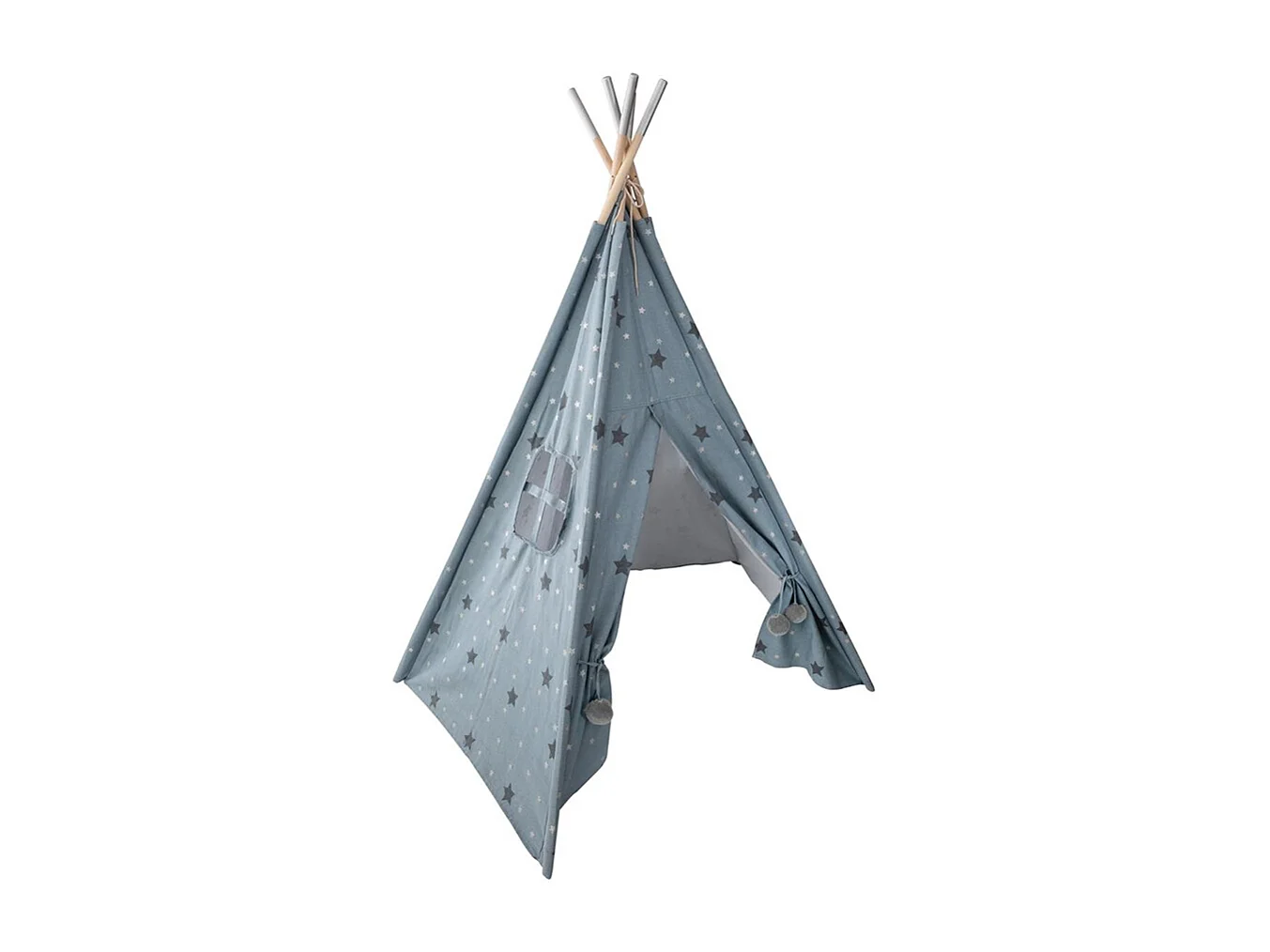 Tipi Déco Enfant à 5 Pieds "Pompons" 160cm Bleu