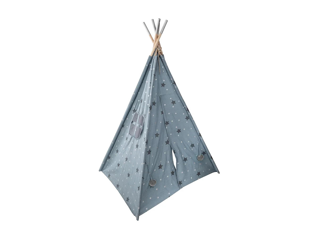 Tipi Déco Enfant à 5 Pieds "Pompons" 160cm Bleu
