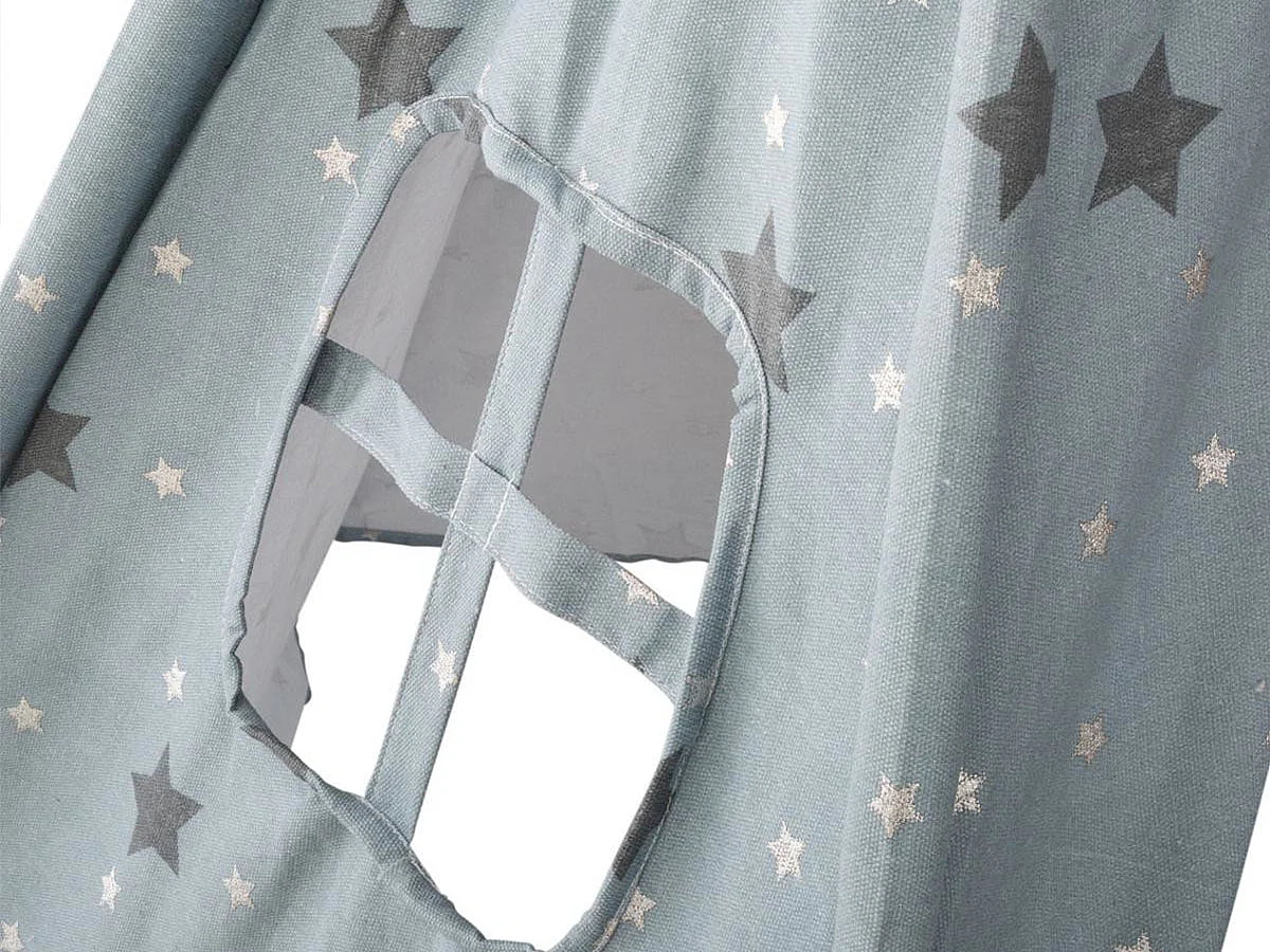 Tipi Déco Enfant à 5 Pieds "Pompons" 160cm Bleu