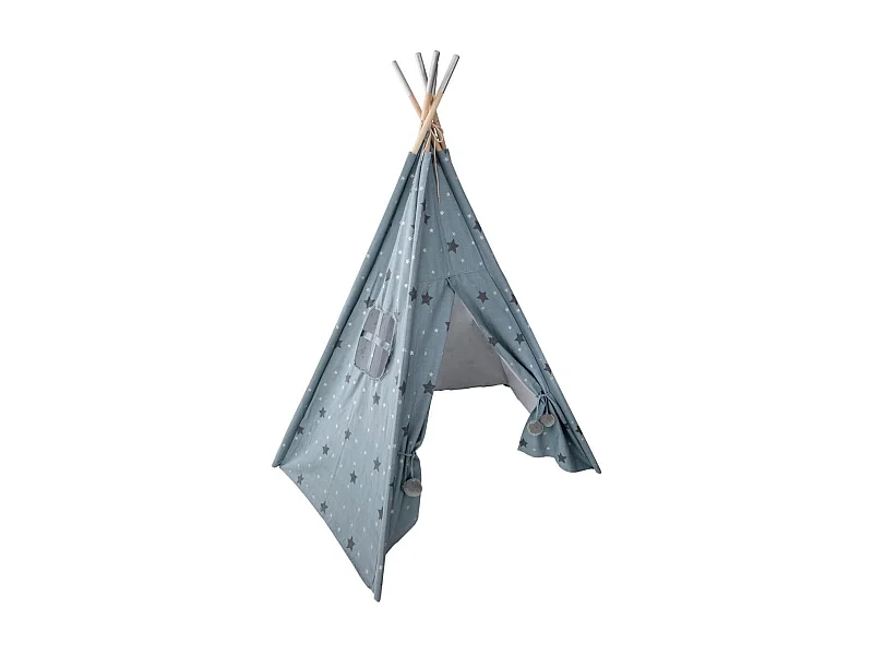Tipi Déco Enfant à 5 Pieds "Pompons" 160cm Bleu