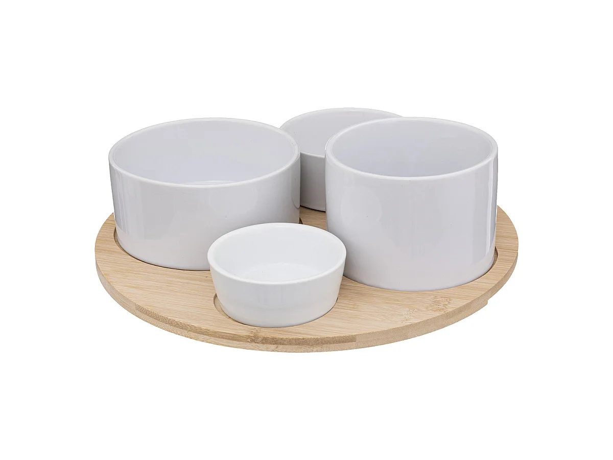 Set Apéritif 5 Pièces "Bambou" 33cm Blanc