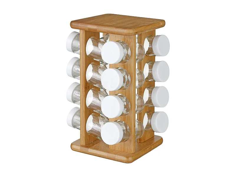 Présentoir à Epices Rotatif "16 Pots" 28cm Bambou