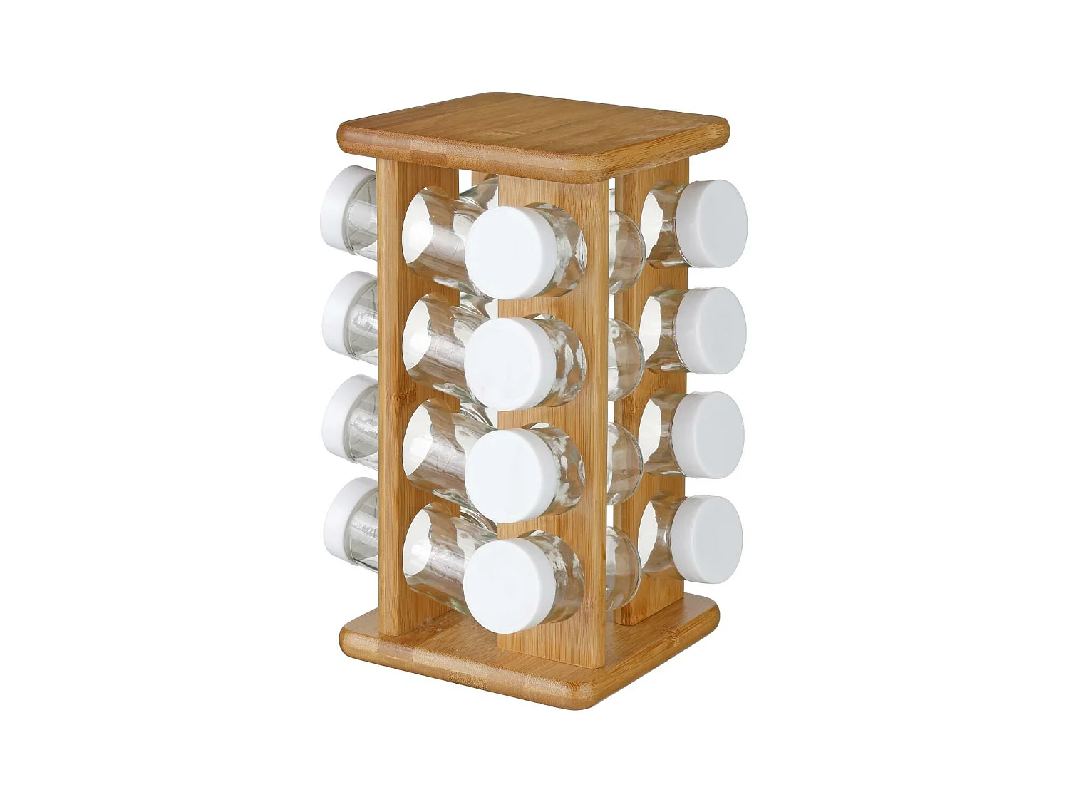 Présentoir à Epices Rotatif "16 Pots" 28cm Bambou