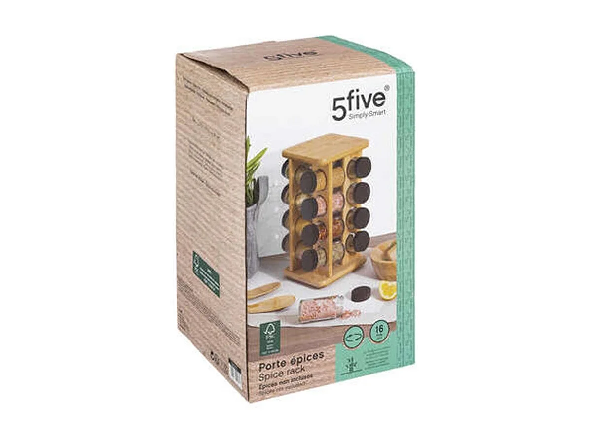 Présentoir à Epices Rotatif "16 Pots" 28cm Bambou