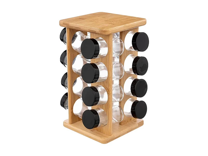 Présentoir à Epices Rotatif "16 Pots" 28cm Bambou