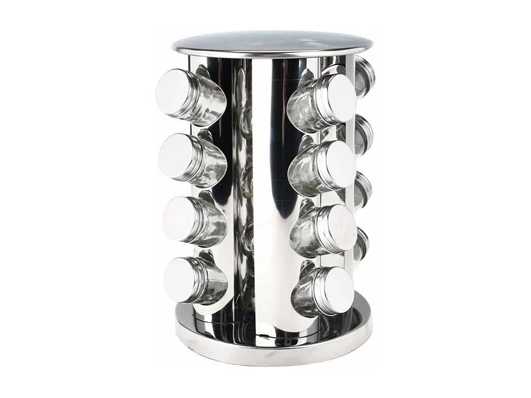 Présentoir à Épices 16 Pots "Inox" 27cm Argent